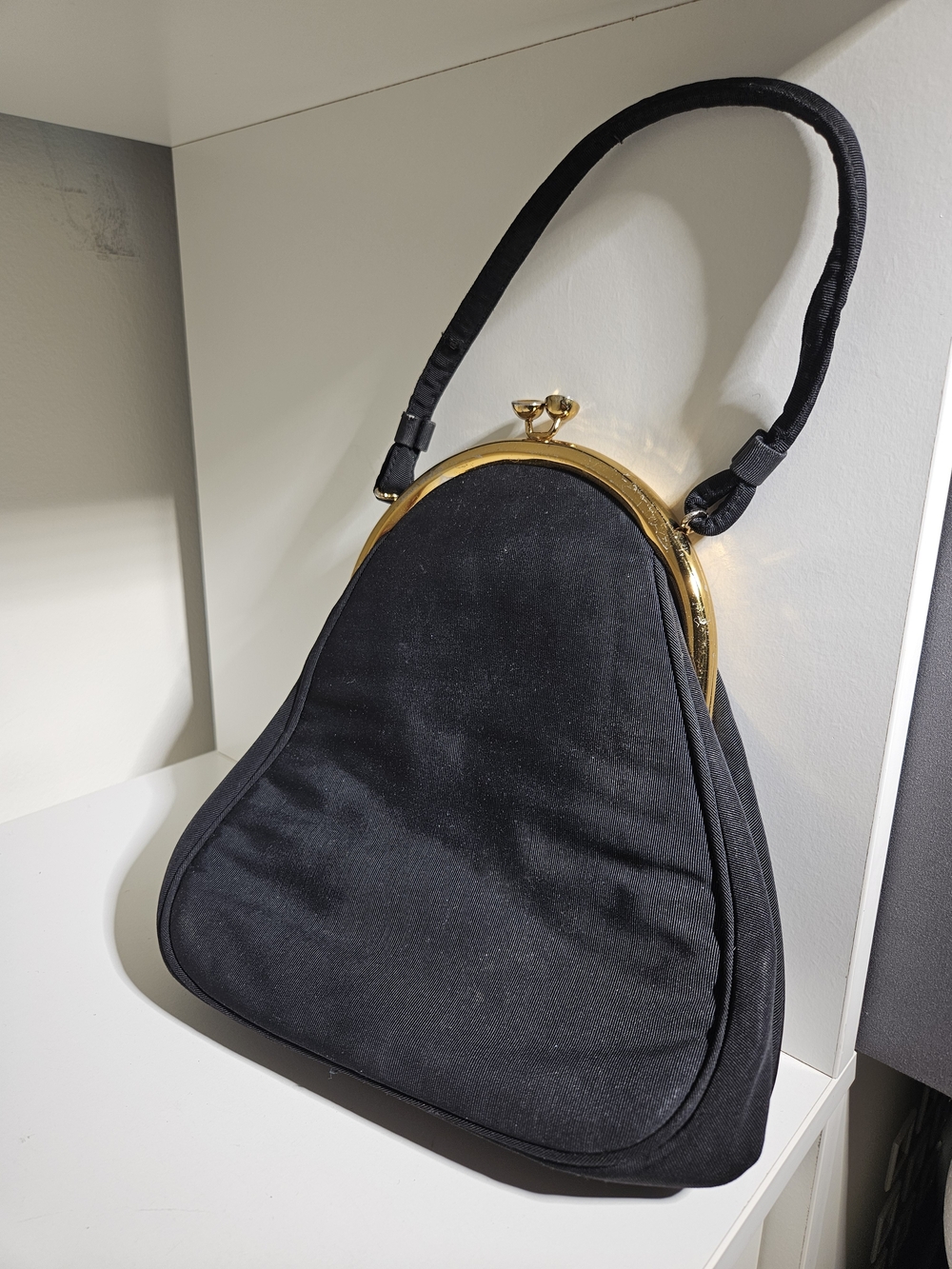 Black Top-Handle Vintage HandBag with Coin Purse .some Wear On Hardware.